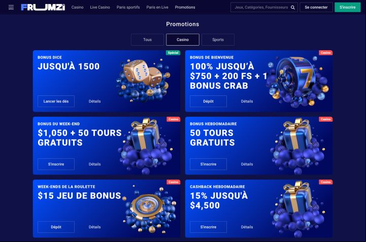 Frumzi casino screenshot 1