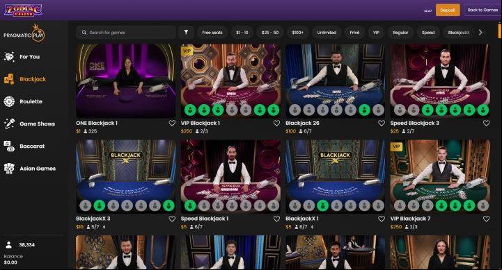 Zodiac Casino screenshot 5